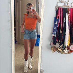 Orange tie strap top